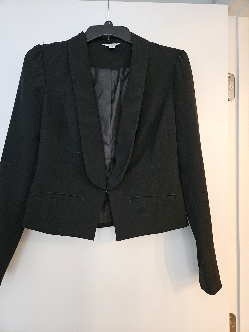 Candie's Black Cropped Blazer with Shawl Collar